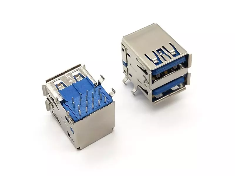 USB 3.0 Type A 18Pin Female Connector Double Stack Dip Type