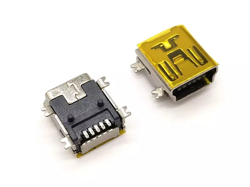 Mini-USB-5P-Typ-B-Buchse, R/A-SMT-Stecker