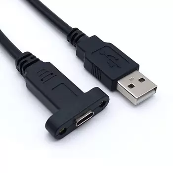 USB 2.0 Type-C 母頭可鎖型轉 Type-A 公頭連接線｜杉洋企業｜台灣線材加工製造商