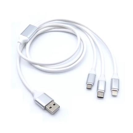 USB Type-C 3-in-1 Charging Cable in White