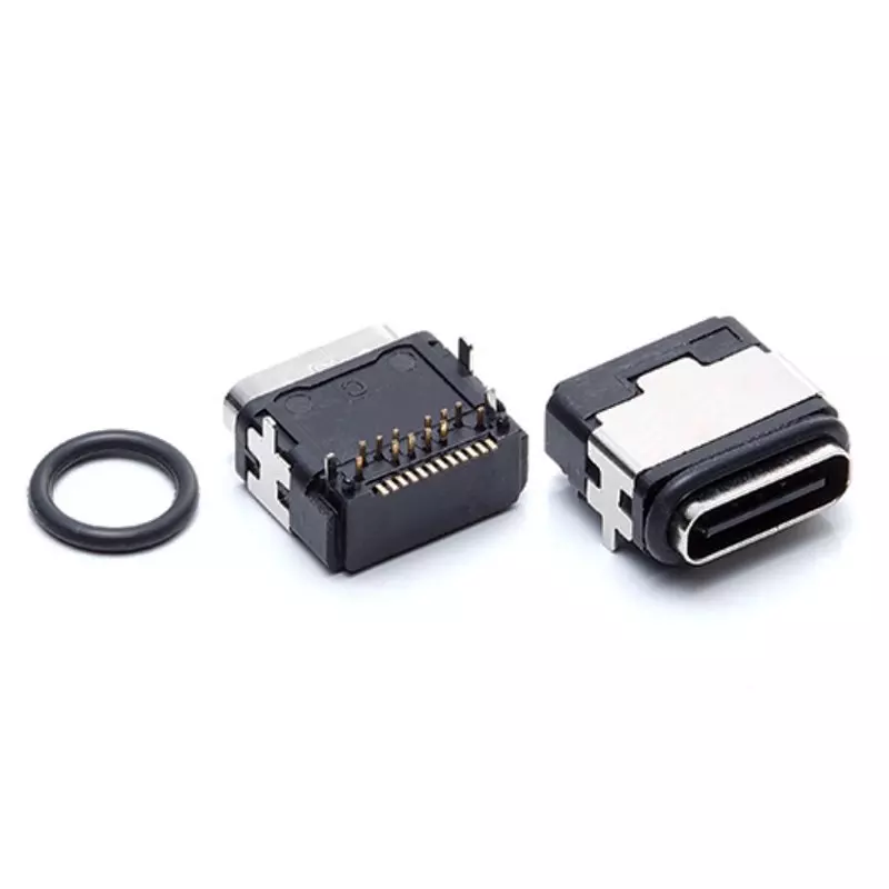 Waterproof IPX7 Type-C 3.1 USB Female Connector 24Pin Right Angle SMT Type