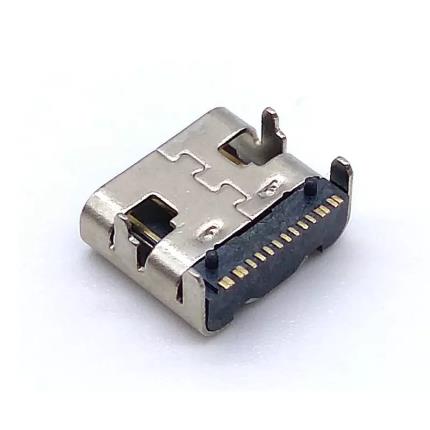 USB 2.0 Type-C 16 Circuits Socket SMT Top-Mount Right Angle Connector(Bottom)