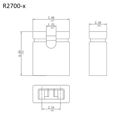 R2700｜Outline Drawing｜2.54mm Mini Jumper