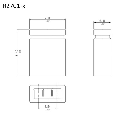 R2701｜Outline Drawing｜2.54mm Mini Jumper