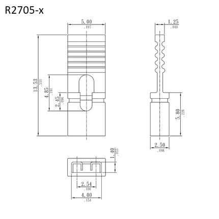 R2705｜Outline Drawing｜2.54mm Mini Jumper